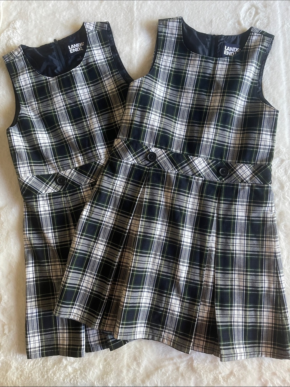 Lands End classic Plaid Uniform Jumpers Bundle -2piece SZ 8